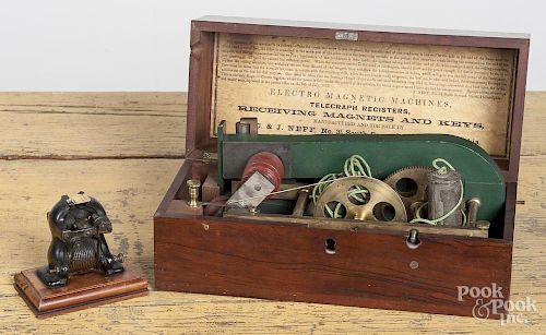 Neff Co. electro magnetic machine, ca. 1900, in its original mahogany case