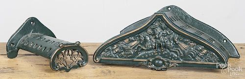 Cast iron saddle and harness rack, ca. 1900, 15'' w.