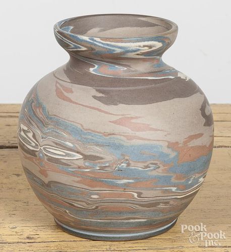 Niloak mission ware art pottery vase with original decal label, 7 1/4'' h.