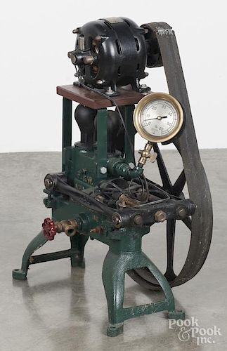 Flint & Walling Mfg. Co. cast iron belt driven electric motor pump, early 20th c., overall - 27'' h.