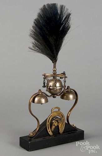 Brass hames bells, ca. 1900, overall - 19'' h., together with six horse brasses