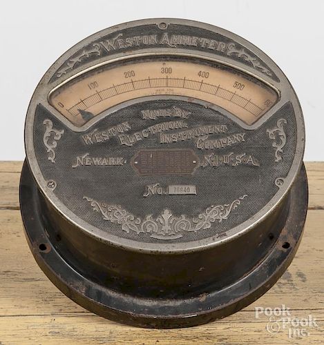 Large cast iron Western Ammeter, early 20th c., 8 5/8'' dia., 4 1/4'' h.