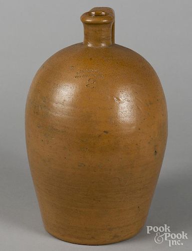 Rare Pennsylvania stoneware jug, 19th c., impressed J. Swank & Co. Johnstown PA, 14'' h.