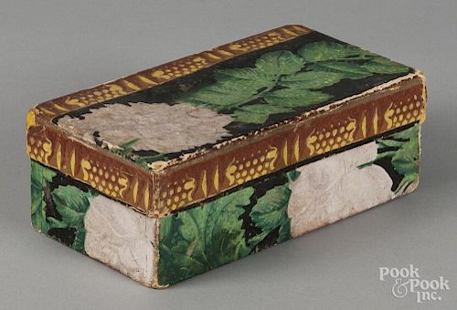 Philadelphia wallpaper box, 19th c., bearing the stamp of Mounier & Lallou, 2 3/4'' h., 8'' w.