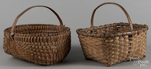 Two split oak baskets, 19th c., 14'' h., 16'' w. and 15'' h., 17'' w.