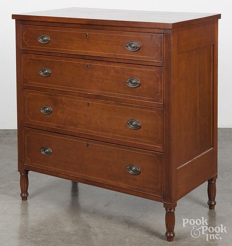 Federal cherry chest of drawers, ca. 1810, with line inlay, 41 1/2'' h., 39'' w.