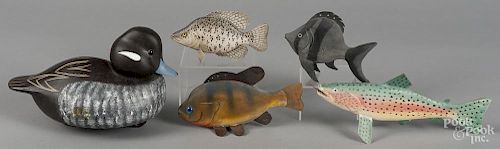 Harry V. Shourds carved and painted trout decoy, signed and dated '91