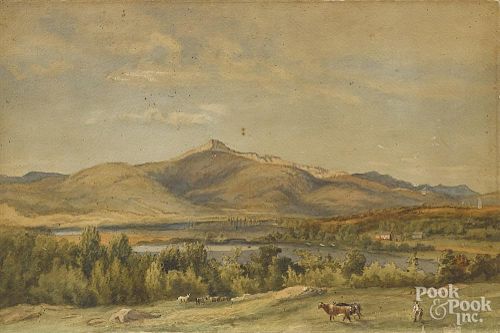 Watercolor on board of a western landscape, 20th c., 12'' x 17 3/4''.