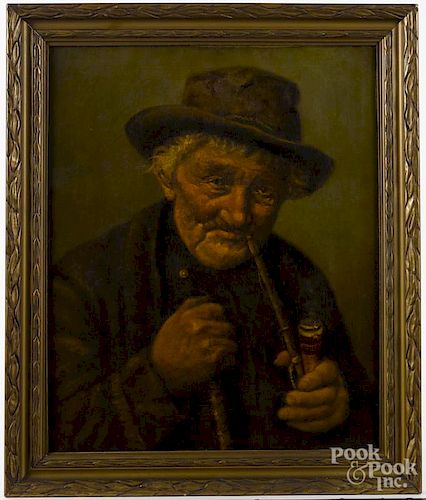 Oil on canvas portrait of a gentleman, late 19th c., 22'' x 18''.