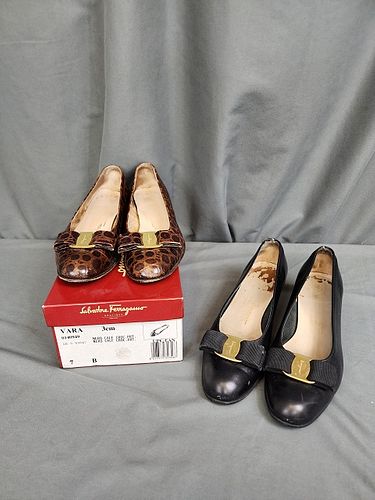 2 Pairs Vintage Salvatore Ferragamo Shoes - Sz 7