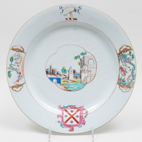 Chinese Export Porcelain Charger with Arms of Napier