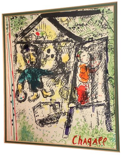 Signed & Numbered CHAGALL "Man in House" Lithograph