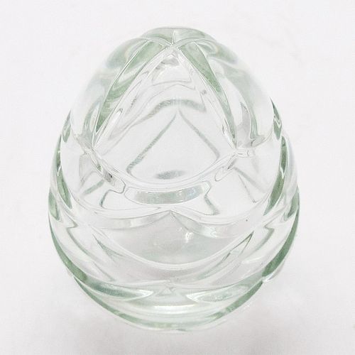 Faberge Cut Crystal Clear Glass Egg Paperweight