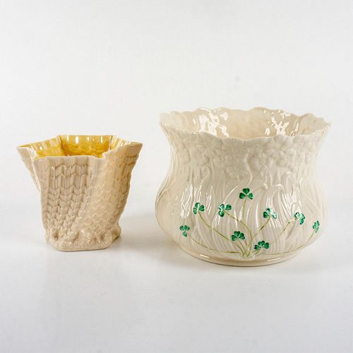 2pc Vintage Belleek Porcelain Vases