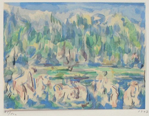 Paul Cezanne (After) - Les Baigneuses Aquarelle 4