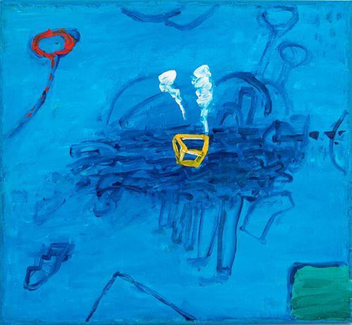 Elfi Schuselka "Blue Abaton" Oil on Canvas