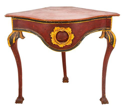 Italian Baroque Painted Wood Corner Table