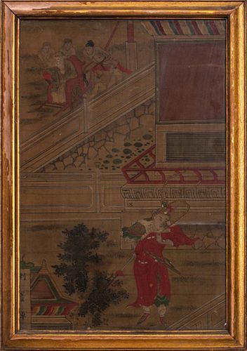 Chinese Painting on Silk with Warrior
