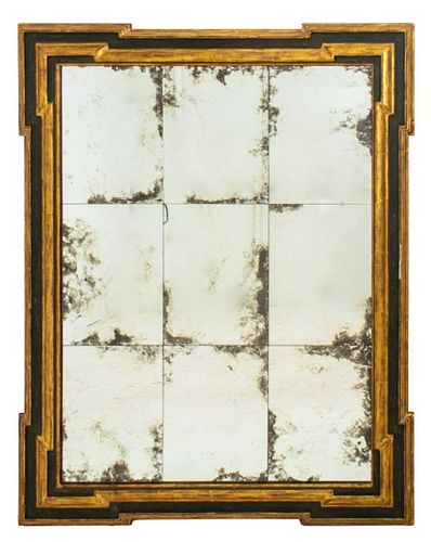 Baroque Style Parcel Gilt and Painted Mirror