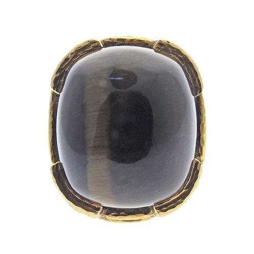 David Webb 18k Gold Tiger's Eye Cocktail Ring