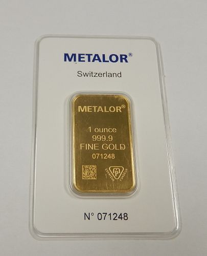 Metalor Fine Gold 1 Troy Ounce Bars.
