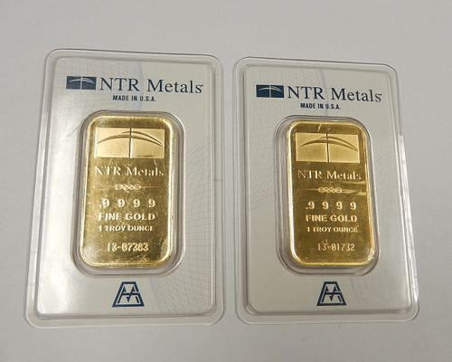 (2) NTR Metals Fine Gold 1 Troy Oz. Bars.