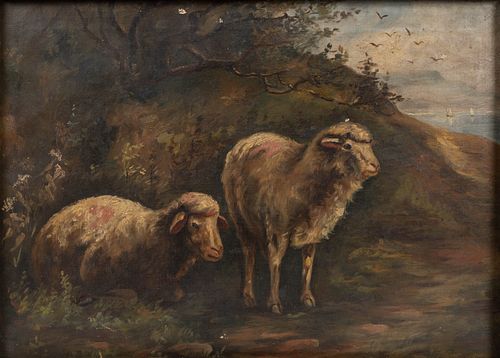 AMERICAN SCHOOL (19TH CENTURY) FOLK ART PAINTING OF SHEEP