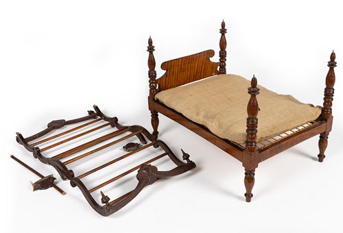 AMERICAN TIGER MAPLE TURNED DOLL POSTER BED