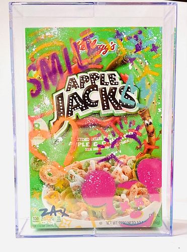 E.M. Zax Original hand painted 3D Sculpture  "Apple Jacks Cereal Box "