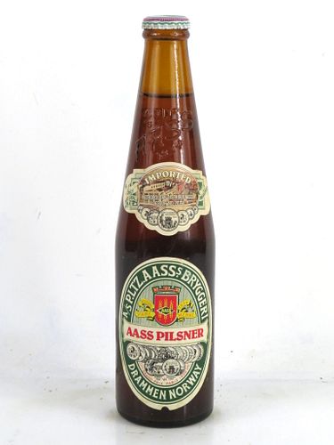 1989 Aass Pilsener Beer (Full) 12oz Longneck Bottle Drammen Norway
