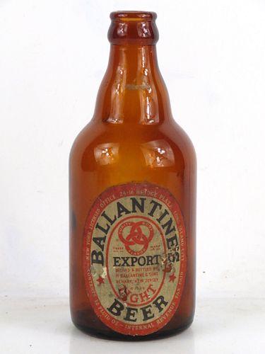 1940 Ballantine's Export Beer 12oz Steinie Bottles Newark New Jersey