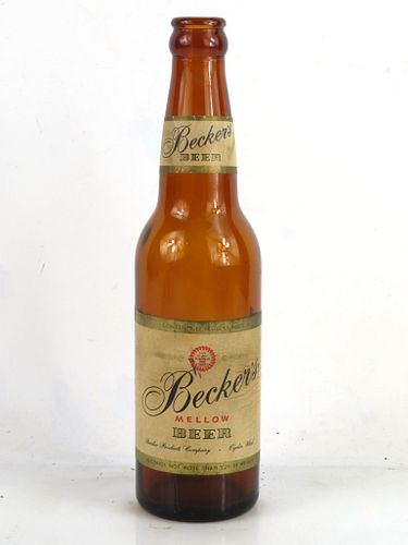 1960 Becker's Mellow Beer 12oz Longneck Bottle Ogden Utah