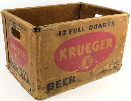 1950 Krueger Beer-Ale Fiberboard Box for 24-36 Bottles Newark New Jersey