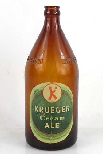 1948 Krueger Cream Ale 32oz One Quart Steinie Bottles Cranston Rhode Island