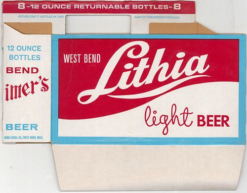 1962 Lithia Light/Old Timers Beers Six Pack Holder West Bend Wisconsin