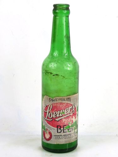 1944 Loewer's Pilsener Style Beer 12oz Longneck Bottle New York New York