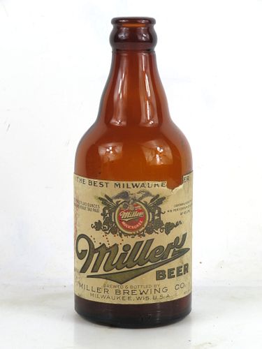 1939 Miller Beer 12oz Steinie Bottles Milwaukee Wisconsin