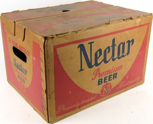 1955 Nectar Premium Beer Fiberboard Box for 24-36 Bottles Chicago Illinois