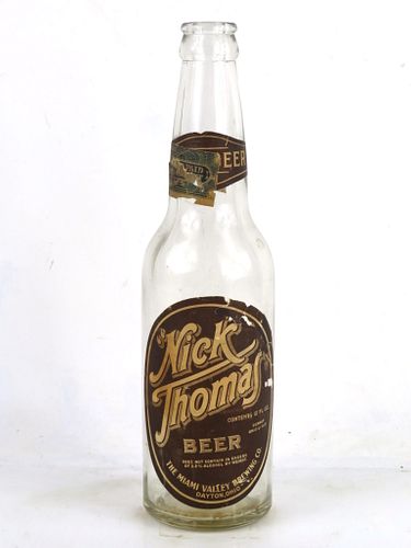 1933 Nick Thomas Beer 12oz Longneck Bottle Dayton Ohio