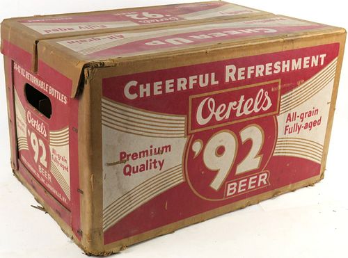 1957 Oertel's '92 Beer Fiberboard Box for 24-36 Bottles Louisville Kentucky