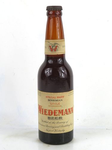 1934 Wiedemann Beer (Full) 12oz Longneck Bottle Newport Kentucky