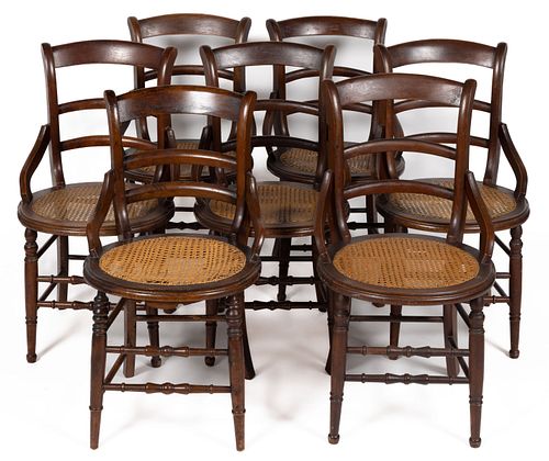 AMERICAN VICTORIAN WALNUT SIDE CHAIRS, SET OF SEVEN