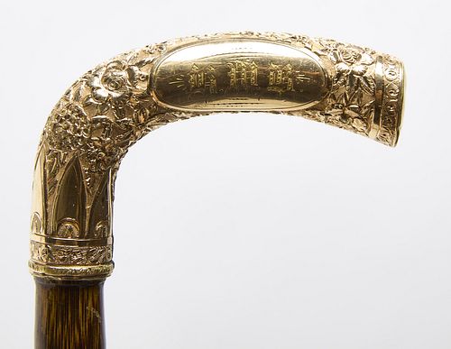 Cane with Gold Handle