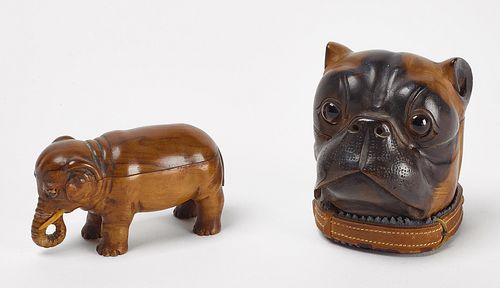 Elephant Box and Dog Inkwell