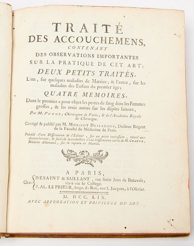 1759 Puzos. Traite des Accouchemens 1st ed.