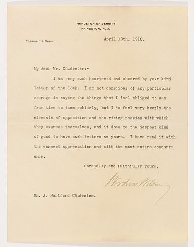 Signed Letter - Woodrow Wilson