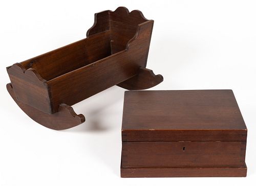SHENANDOAH VALLEY OF VIRGINIA WALNUT DOLL CRADLE AND  DOCUMENT BOX