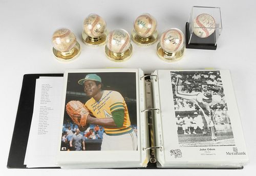 ASSORTED VINTAGE AND CONTEMPORARY BASEBALL AUTOGRAPH AND EPHEMERA COLLECTION WITH SIX SIGNED BASEBALLS
