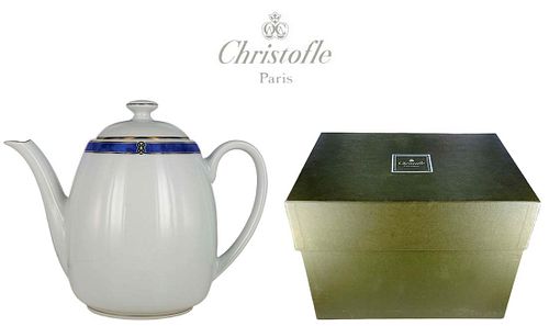 Christofle Porcelain Coffee Pot ' Ocean Blue '