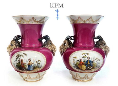 Pair Of Figural Berlin KPM Vases